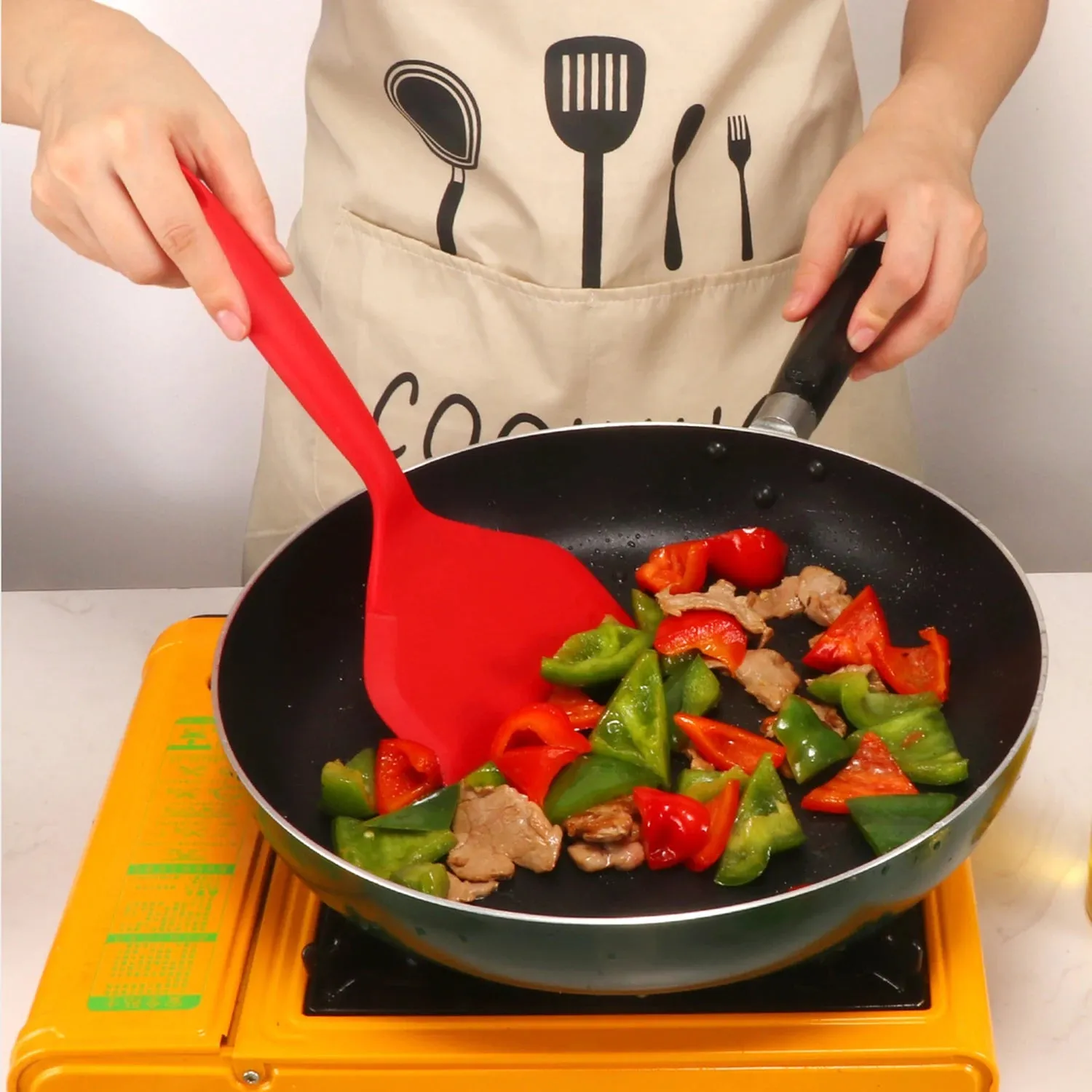 1PC Food Grade Silicone Frying Spatula.