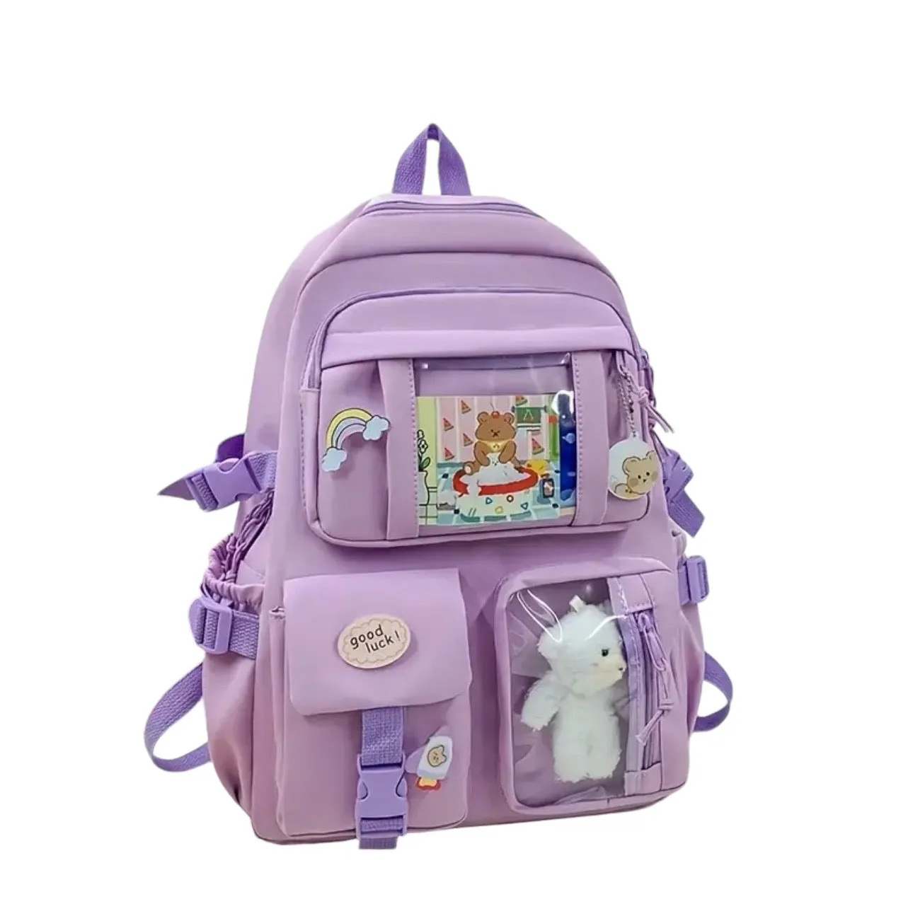 AD Travel Backpack, Multi-Pocket Waterproof College School Bag Lavender