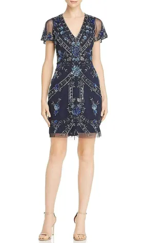 Aidan Mattox - MD1E204369 Short Sleeve Embellished Short Dress