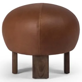 Alma Leather Ottoman, Brickhouse Cognac