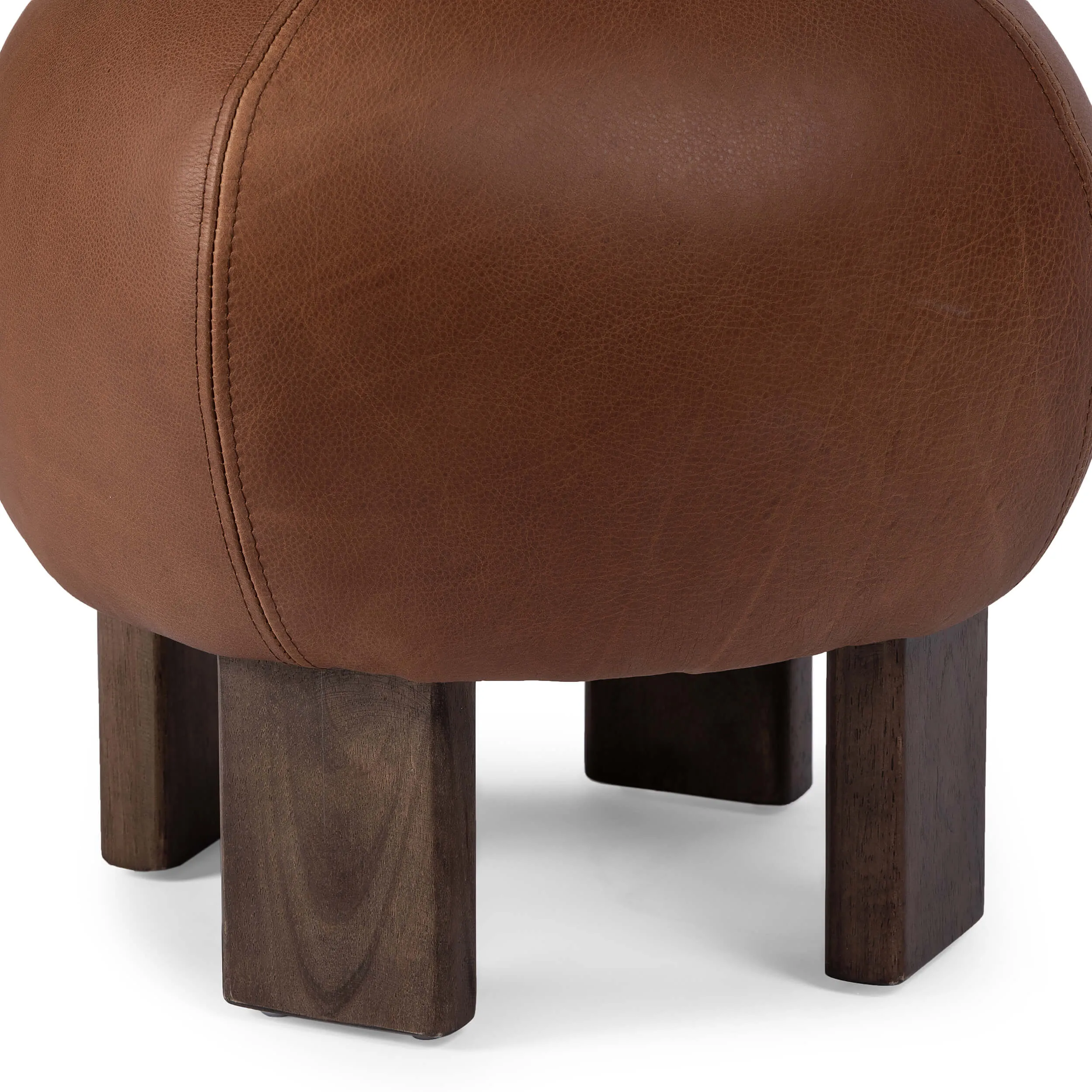 Alma Leather Ottoman, Brickhouse Cognac