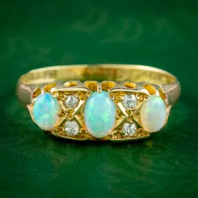 Antique Edwardian Opal Diamond Ring Dated 1910