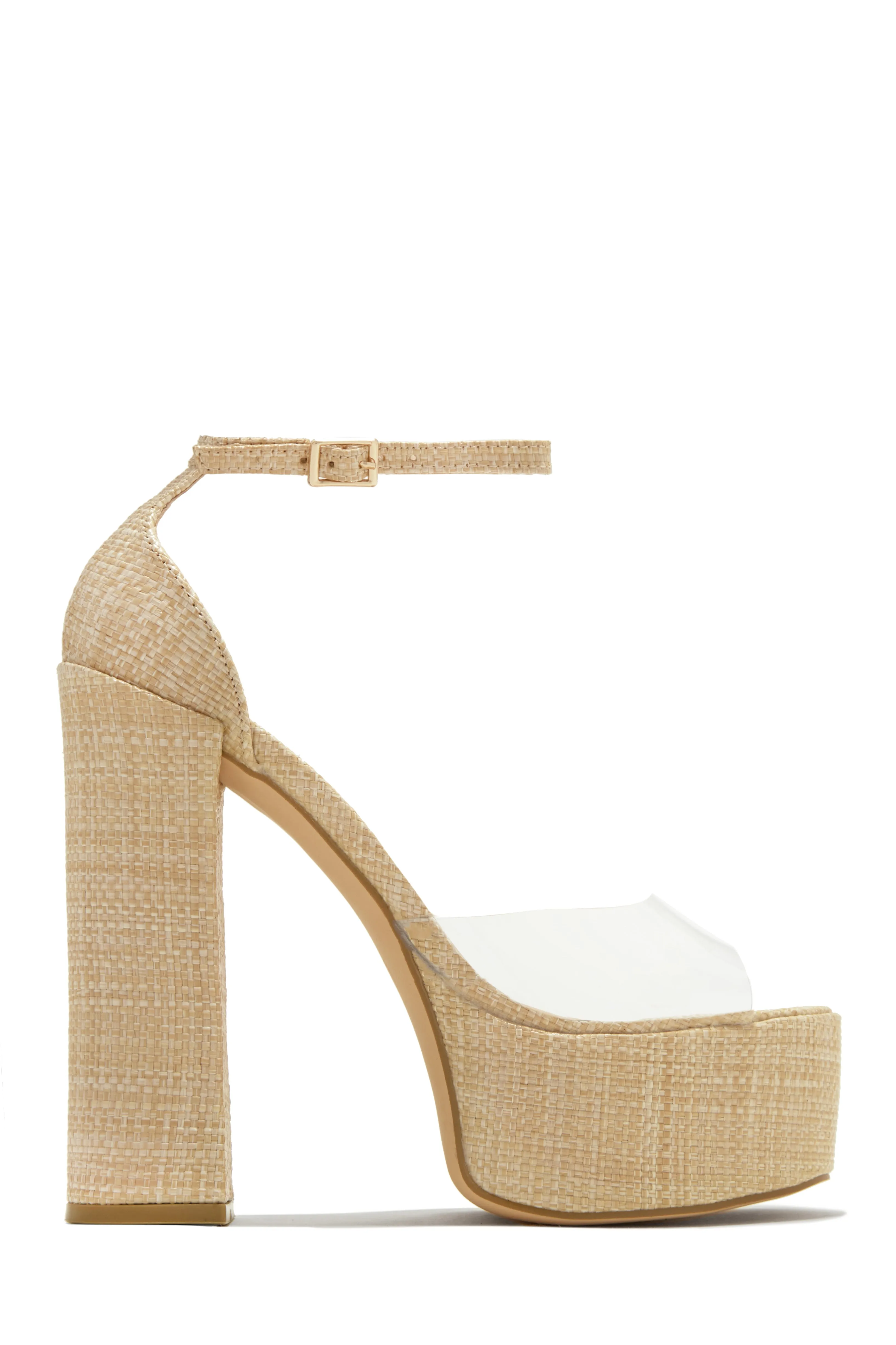 Baecation Platform Block High Heels - Natural