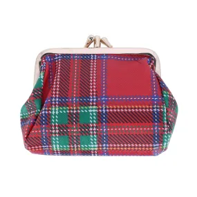 Buxton Women's Tartan Plaid Printed Vegan Leather Triple Frame Coin Purse