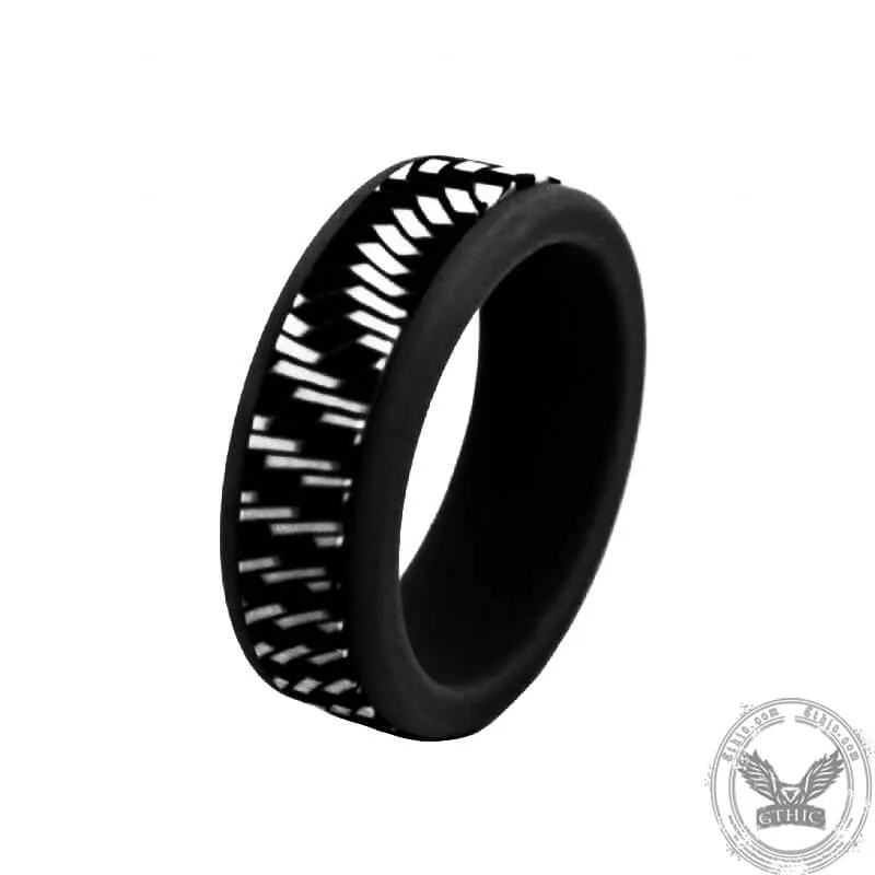 Carbon Fiber Pattern Silicone Ring Set