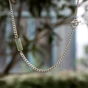 Cuban Link Aventurine Stainless Steel Necklace