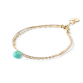 December Turquoise Gold and Silk Birthstone Bracelet