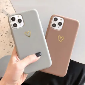 Gold Heart Phone Case For iPhone