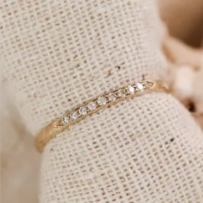 Gold Textured Diamond Milgrain Band