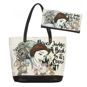 Loungefly x Beauty & the Beast Watercolor Tote Bag & Wallet Set