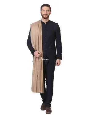 Pashtush Mens Diamond Weave Shawl, Fine Wool Medium Size, taupe