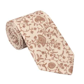 Pashtush Mens Embroidered  Necktie, Wool, Paisleys Beige