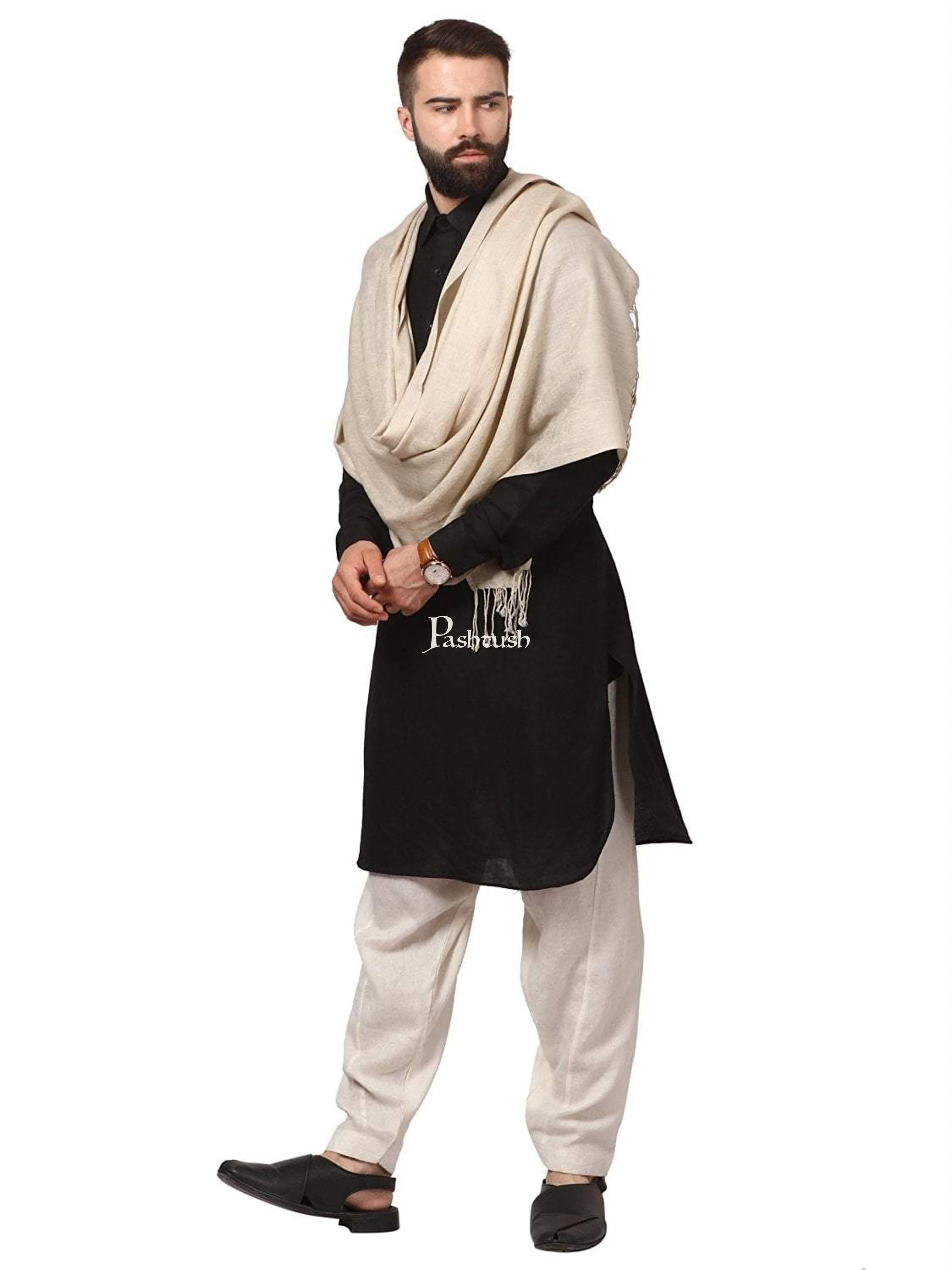 Pashtush Mens Fine Wool Jacquard Muffler, Sahara