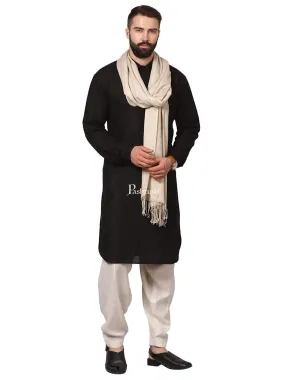 Pashtush Mens Fine Wool Jacquard Muffler, Sahara