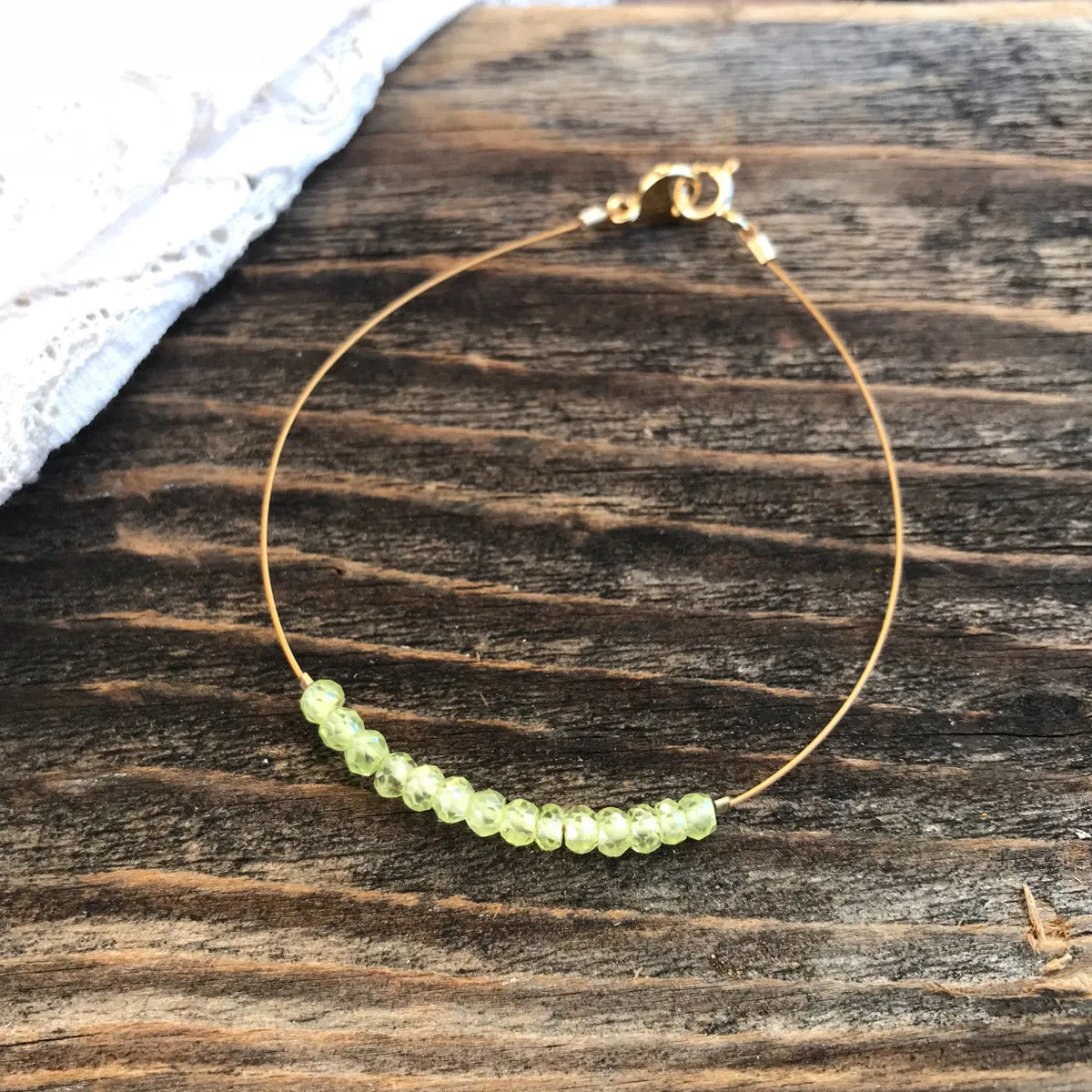 "Trinidad" Peridot Gemstone Minimalist Bracelet