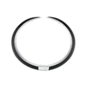 Sabre Deco Cuff Bangle - Silver & Black Ceramic