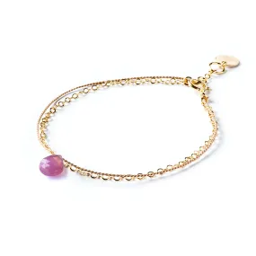 September Sapphire Gold and Silk Birthstone Bracelet