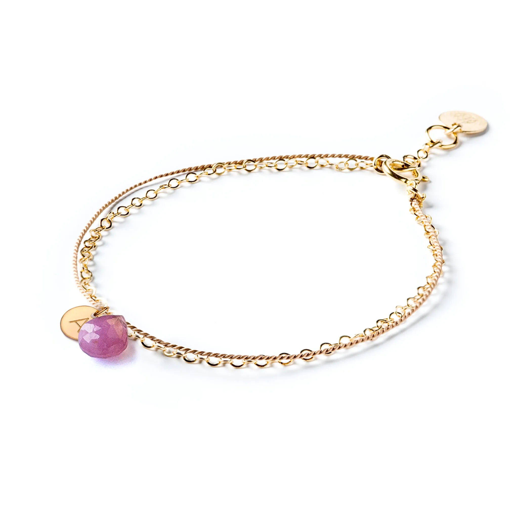 September Sapphire Gold and Silk Birthstone Bracelet